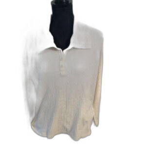 Vintage Columbia XCQ Size XL Cream 1/4 Button Top
